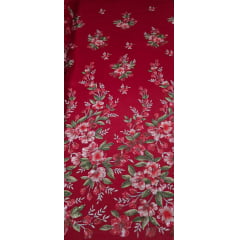 Tule Bordado com Pedrarias e Flores em 3D Jardim Encantado Vermelho