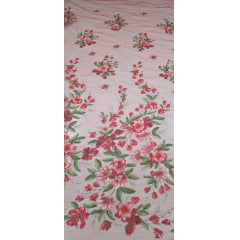 Tule Bordado com Pedrarias e Flores em 3D Jardim Encantado Vermelho