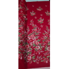 Tule Bordado com Pedrarias e Flores em 3D Jardim Encantado Vermelho