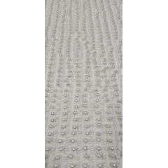 Tule Bordado com Pedrarias e Pérolas Bride Off White