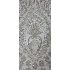 Tule Bordado com Pedrarias Imperial Champagne