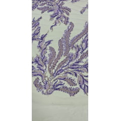 Tule Bordado com Pedrarias Lavanda HS2670