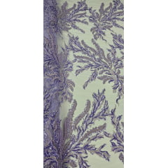 Tule Bordado com Pedrarias Lavanda HS2670