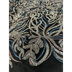 Tule Bordado com Pedrarias Multicolor HS2625