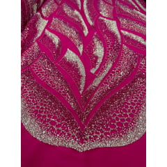 Tule Bordado com Pedrarias Pink Modelo HS2091