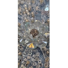 Tule Bordado com Pedrarias Premium Azul Bebê  Multicolor 3D  Modelo W1F2758 