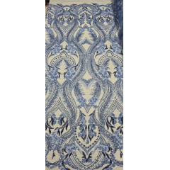 Tule Bordado com Pedrarias Premium Azul Celeste Modelo HS1191   
