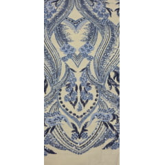 Tule Bordado com Pedrarias Premium Azul Celeste Modelo HS1191   