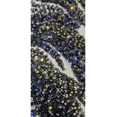 Tule Bordado com Pedrarias Premium Azul Marinho  HT98091 