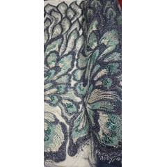 Tule Bordado com Pedrarias Premium Azul  Marinho Multicolor HT70561