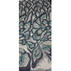 Tule Bordado com Pedrarias Premium Azul  Marinho Multicolor HT70561