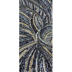 Tule Bordado com Pedrarias Premium Azul Marinho Multicolor HT97797 