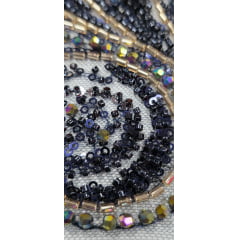 Tule Bordado com Pedrarias Premium Azul Marinho Multicolor Modelo HS70750