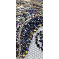 Tule Bordado com Pedrarias Premium Azul Marinho Multicolor Modelo HS70750