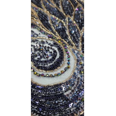 Tule Bordado com Pedrarias Premium Azul Marinho Multicolor Modelo HS70750