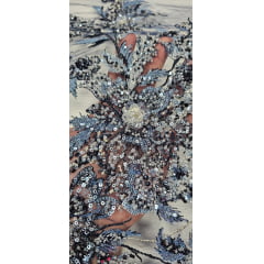 Tule Bordado com Pedrarias Premium Azul Marinho Multicolor 3D  Modelo W1F2758