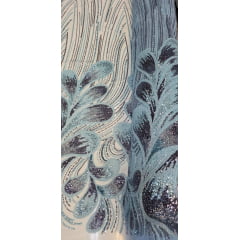 Tule Bordado com Pedrarias Premium Azul Multicolor HT70519 
