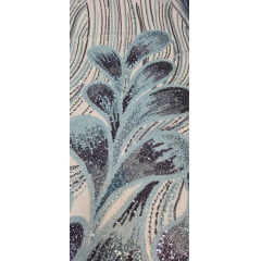 Tule Bordado com Pedrarias Premium Azul Multicolor HT70519 