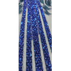 Tule Bordado com Pedrarias Premium Azul Royal  HS3019 