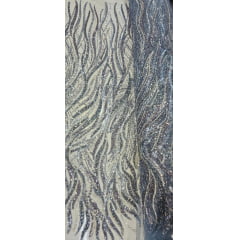 Tule Bordado com Pedrarias Premium Azul Serenity com Prata Multicolor  HT98063 