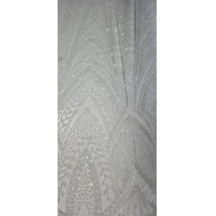 Tule Bordado com Pedrarias Premium Branco F2160