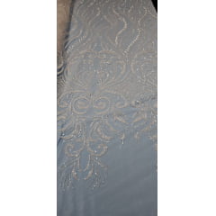 Tule Bordado com Pedrarias Premium Branco Modelo HS1042  