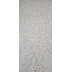 Tule Bordado com Pedrarias Premium Branco Modelo HS1042  