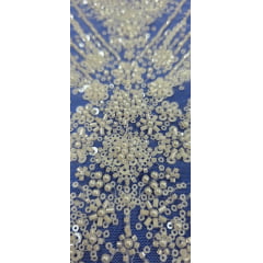 Tule Bordado com Pedrarias Premium Branco ST26 Tule Bordado com Pedrarias Premium Branco ST26