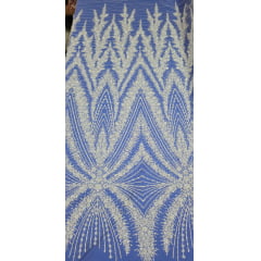 Tule Bordado com Pedrarias Premium Branco ST26