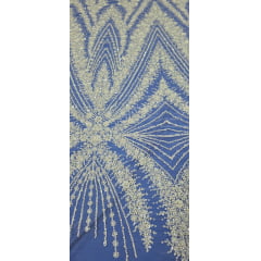 Tule Bordado com Pedrarias Premium Branco ST26