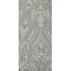 Tule Bordado com Pedrarias Premium Champagne Modelo HS1191