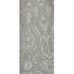 Tule Bordado com Pedrarias Premium Champagne Modelo HS1191