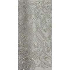 Tule Bordado com Pedrarias Premium Champagne Modelo HS1191