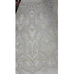 Tule Bordado com Pedrarias Premium Champagne Modelo HS1191