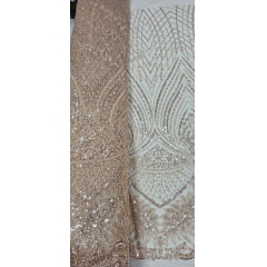 Tule Bordado com Pedrarias Premium  Dourado  16871A 