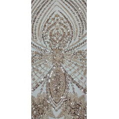 Tule Bordado com Pedrarias Premium  Dourado  16871A 