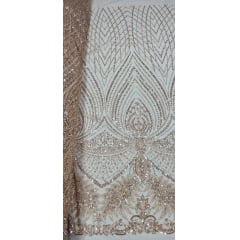 Tule Bordado com Pedrarias Premium  Dourado  16871A 