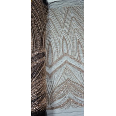 Tule Bordado com Pedrarias Premium Fundo Preto Pedraria Bronze 16296A Tule Bordado com Pedrarias Premium Fundo Preto Pedraria Bronze 16296A