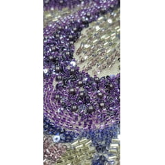 Tule Bordado com Pedrarias Premium Lilás Multicolor HT70561