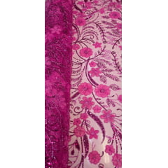 Tule Bordado Com Pedrarias Premium Lumiere 02 Pink
