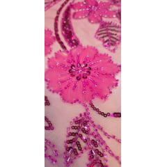 Tule Bordado Com Pedrarias Premium Lumiere 02 Pink