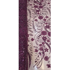 Tule Bordado Com Pedrarias Premium Lumiere 02 Roxo