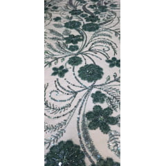 Tule Bordado Com Pedrarias Premium Lumiere 02 Verde Floresta