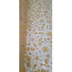 Tule Bordado Com Pedrarias Premium Lumiere Dourado