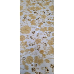 Tule Bordado Com Pedrarias Premium Lumiere Dourado
