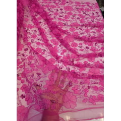 Tule Bordado Com Pedrarias Premium Lumiere Pink