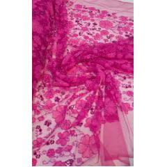 Tule Bordado Com Pedrarias Premium Lumiere Pink