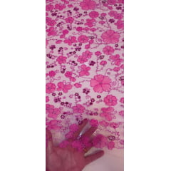 Tule Bordado Com Pedrarias Premium Lumiere Pink
