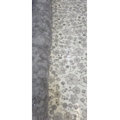 Tule Bordado Com Pedrarias Premium Lumiere Prata