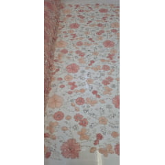 Tule Bordado Com Pedrarias Premium Lumiere Salmão 